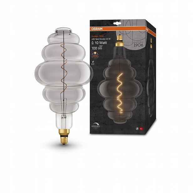 Ledvance stmívatelná kouřová Led žárovka E27 4,8 W Vintage 1906, teplá bílá
