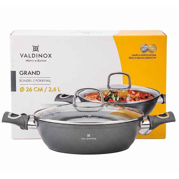 Rendlík Valdinox Grand 2,6 l, hluboká pánev s poklicí, 26 cm, plynová indukce