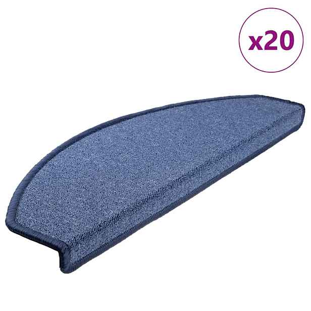 vidaXL Schodové rohože 20 ks 65 x 24 x 4 cm modré, půlkulaté, velké
