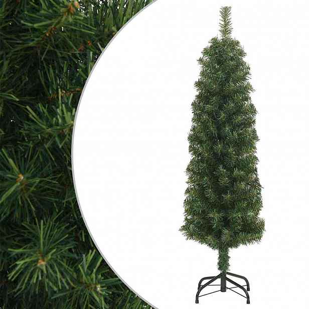 vidaXL Úzký umělý vánoční stromek se stojanem zelený 150 cm PVC