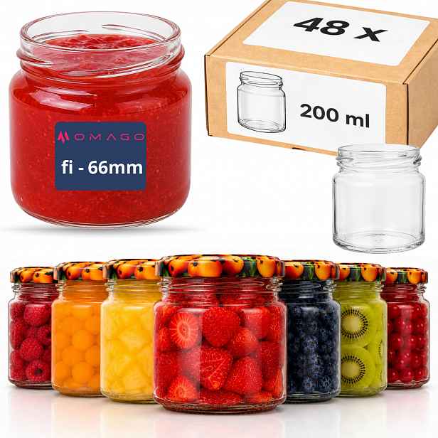 48 x Zavařovací Sklenice Se Šroubovacím Uzávěrem 200 Ml Zavařovací Sklenička Na Zavařeniny Džem Povidla Med