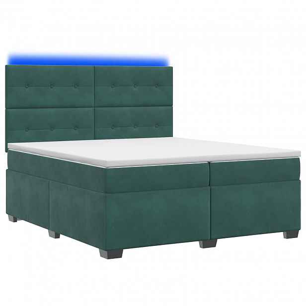 vidaXL Postel boxspring s matrací Tmavě zelená 200 x 200 cm Samet