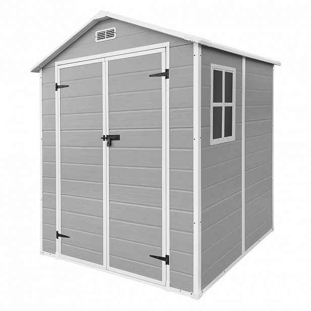 ECD-Germany ZAHRADNÍ DOMEK z plastu s podlahou 5 m³ 151 x 182 x 220 cm světle šedý