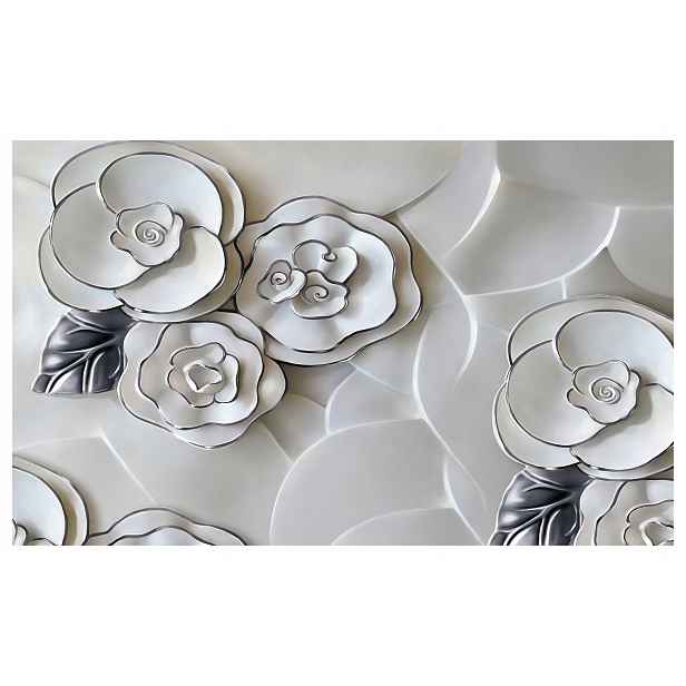 Fototapeta Květiny 3D Bílý porcelán Stříbrný minimalismus 208x146 lepidlo