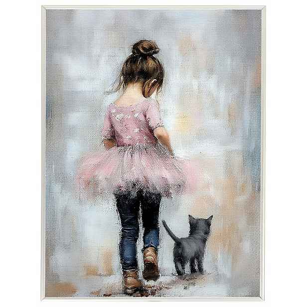 Plakát Rámeček Hliníkový Dívka Růžová Princezna Kočka Procházka 60x80