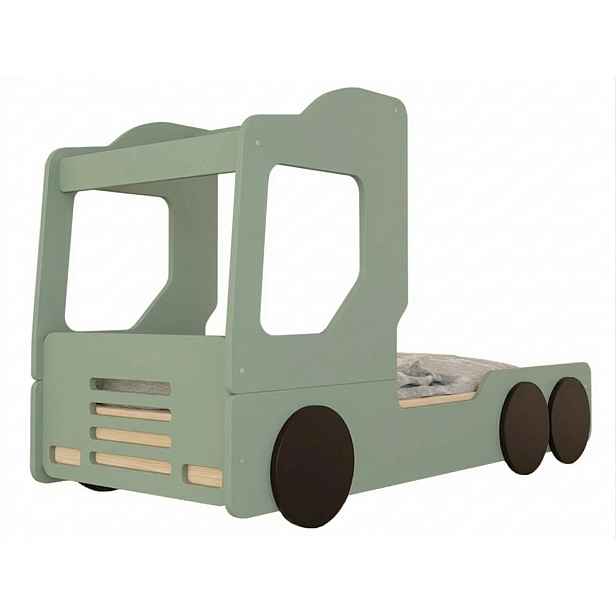 Benlemi Dětská auto postel ve tvaru náklaďáku TRUCKY Zvolte barvu: Šalvějová zelená, Zvolte rozměr: 80x190 cm