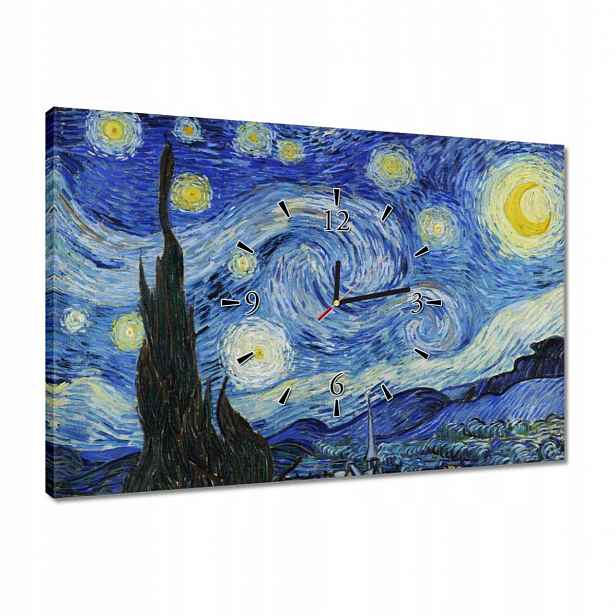 Hodiny 60x40 Hvězdná noc Van Gogh