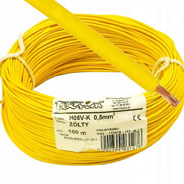 Kabel Lgy 0,5 mm žlutý 100 m 500 V