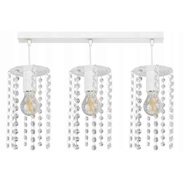Lustr Závěsná Lampa Crystal 3 Bílá Glamour