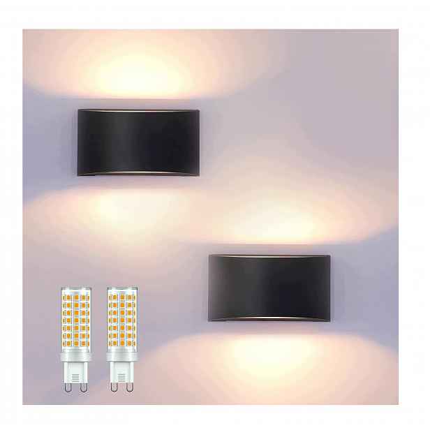 Sada 2 kusů nástěnných lamp s vyměnitelnými Led žárovkami G9 7 W Teplá bílá 3000 K