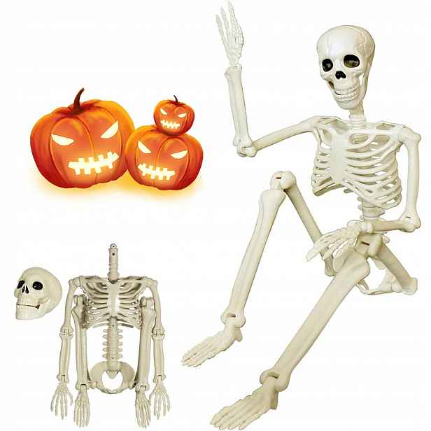 Závěsná Kostra 94 CM Kostlivec Pohyblivá Dekorace Halloween Zahrada Dům