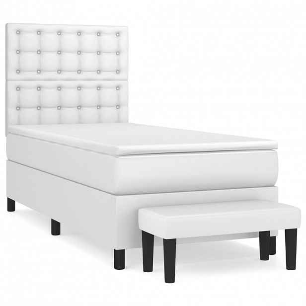 vidaXL Box spring postel s matrací bílá 90x190 cm umělá kůže