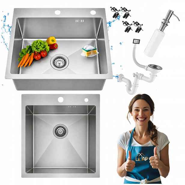 Dřez ocelový dřez do kuchyně Malý dřez Vela Inox 38x38 Sifon