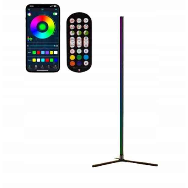 Led podlahová lampa Riyo rohová Rgb stojací lampa s aplikací a dálkovým ovládáním