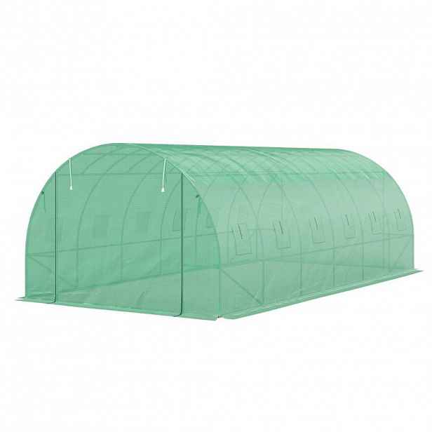 Modfu FÓLIOVNÍK z plastu 600x300x197 cm zelený s rolovacími dveřmi a okny, zesíleným krytem a stabilní konstrukcí