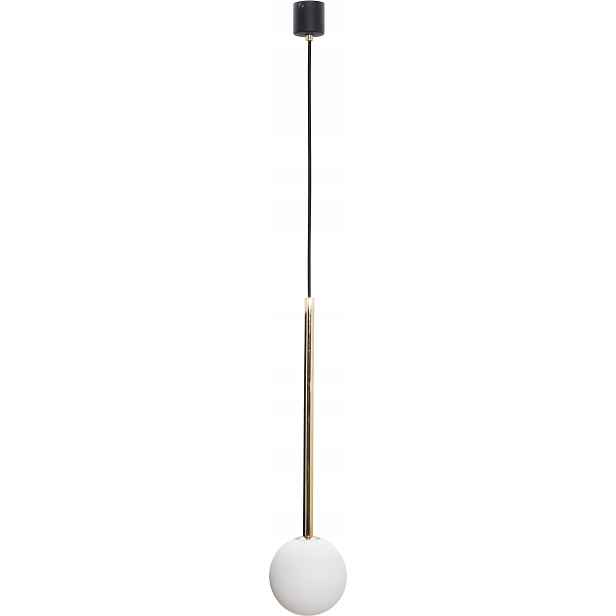 Zlatá závěsná lampa s bílou koulí Ali, 1xG9, kovové sklo, Zuma Line