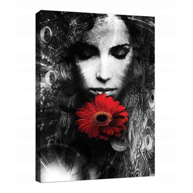 Obraz Na Plátně Plátno 75x100 Portét Postava Žena Tvář Květ Gerbera