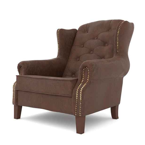 S-Style KŘESLO CHESTERFIELD Anton z hnědého mikrovlákna ve vintage stylu
