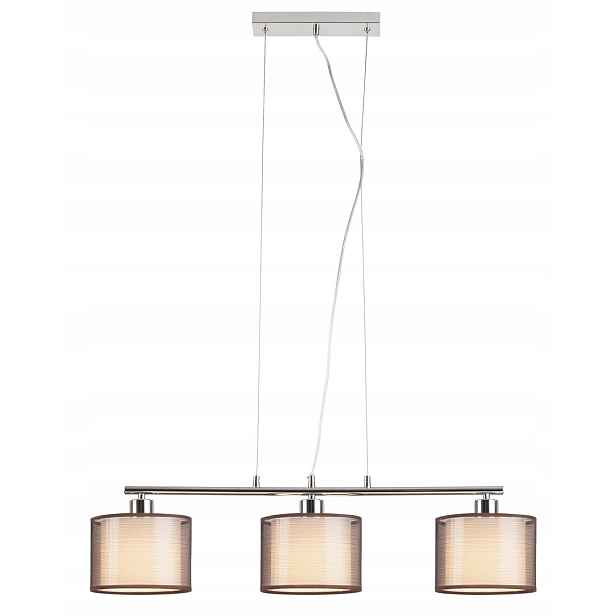 Závěsné chromové svítidlo s hnědými stínidly, trojité, do obýváku, 80 cm Rabalux