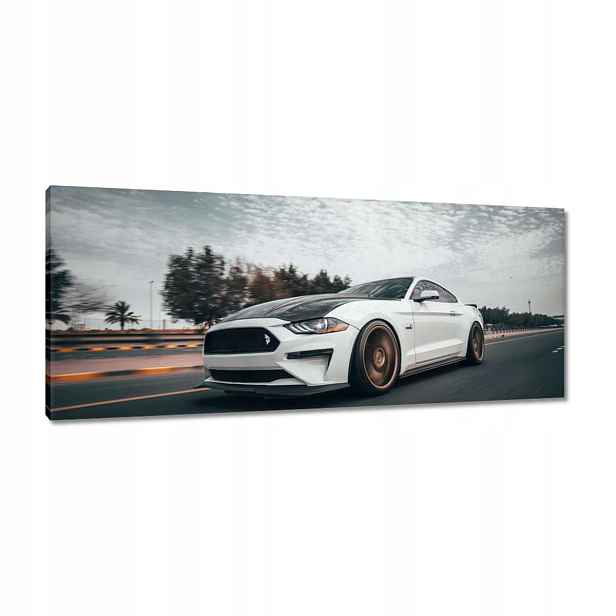 Obrazy 100x40 Bílý Ford Mustang Auto