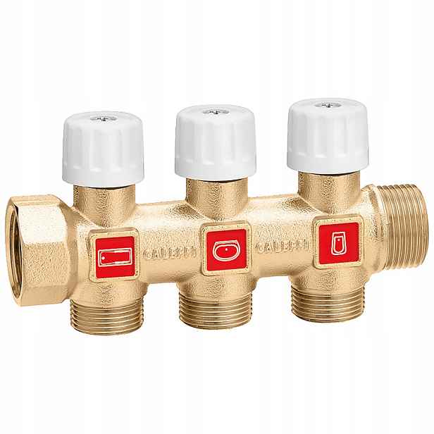 Caleffi Rozdělovač 3/4 palce na 3 okruhy s uzavíracími ventily 354053