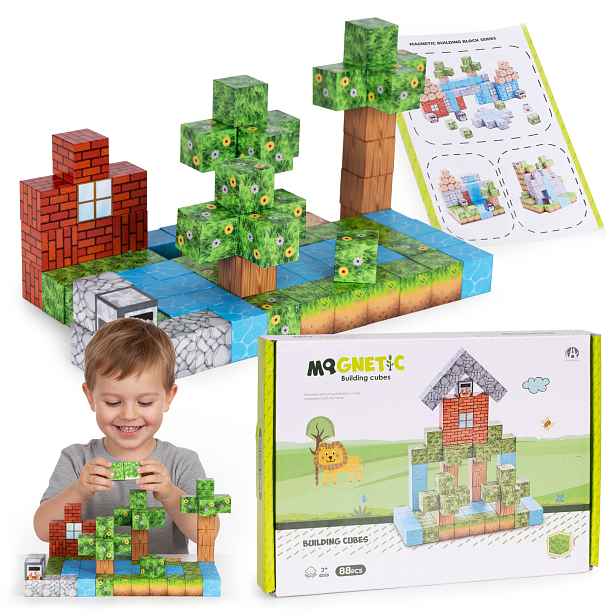 MULTISTORE Magnetická stavebnice 88 ks MAGNETIC GARDEN HOUSE vícebarevná