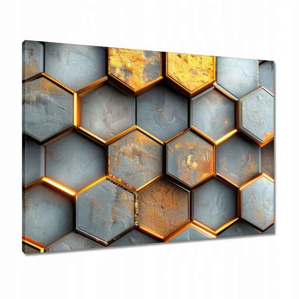 Obrazy 80x60 Zlaté hexagonální dlaždice