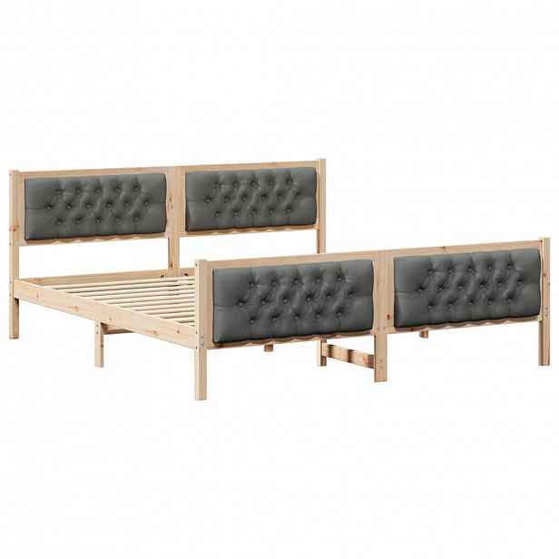 vidaXL Rám postele s čelo Tmavě šedá 160 x 200 cm Masivní borové dřevo