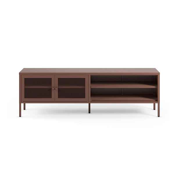 Vínový kovový TV stolek 160x50x35 cm Fayna – Marckeric