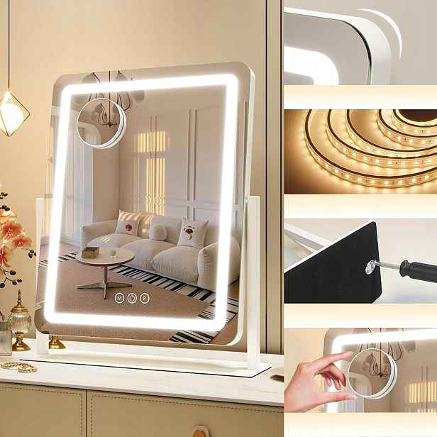 Zrcadlo Pro Líčení Vizáže Make Up Led Dotykové 12X14.2in Stmívání