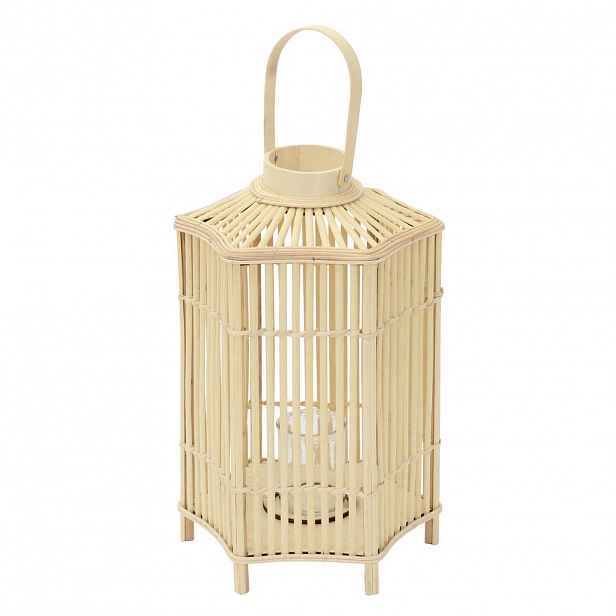 BAMBUSOVÁ LAMPION V: 60 cm, barva dřeva, styl boho