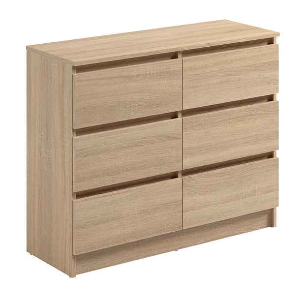 Home Collective KOMODA se 6 zásuvkami, šířka 95 cm, v barvě Sonoma