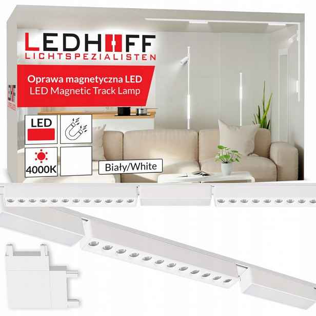 Kolejnice magnetické osvětlení lišta 2m 6x Led lampa lineární Bílá