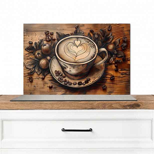 MuchoWow KUCHYŇSKÁ ZÁSTĚNA Káva - Vintage - hnědá - šálek - dřevo 60x40 cm