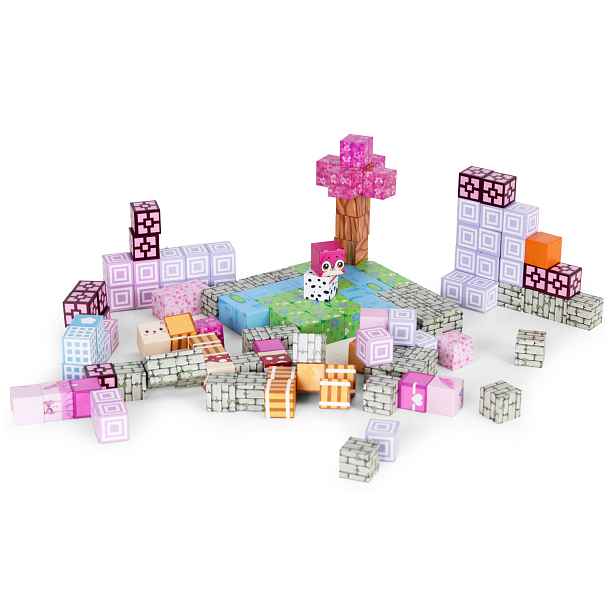 MULTISTORE Magnetická stavebnice MAGIC PRINCESS WORLD 140 ks růžová