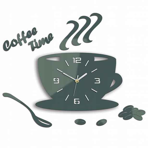 Nástěnné hodiny ModernClock Šálek 3D Šedá