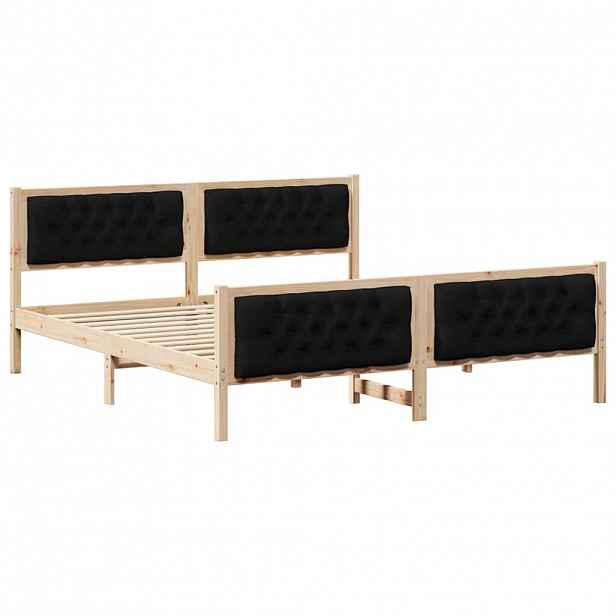 vidaXL Rám postele s čelo Černá 160 x 200 cm Masivní borové dřevo