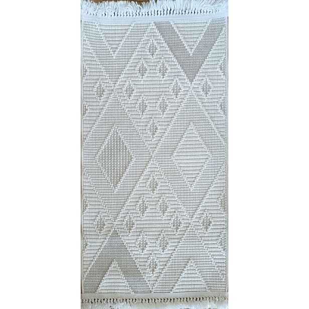 Koberec s provázkem, smyčkový, 120 x 170 cm, plochý, vnější, vnitřní boho