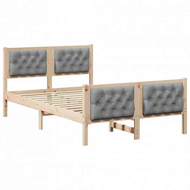 vidaXL Rám postele Světle šedá 120 x 200 cm Masivní borové dřevo
