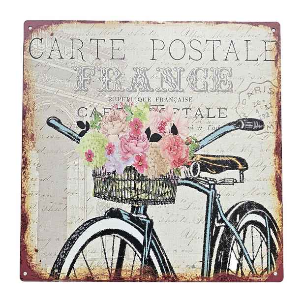 Nástěnná kovová cedule s kolem Carte Postale - 30*30 cm Ostatní
