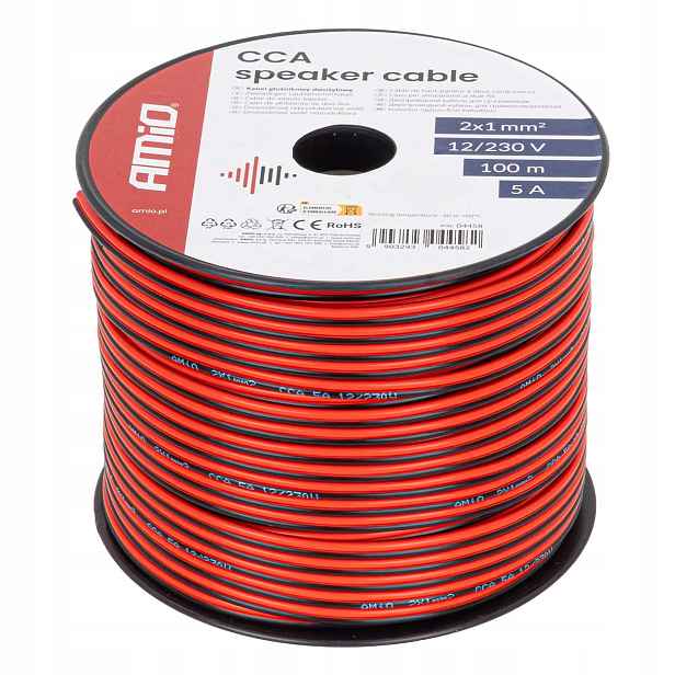 Reproduktorový kabel AMiO Cca 2x1mm2 100m 5A dvoužilový