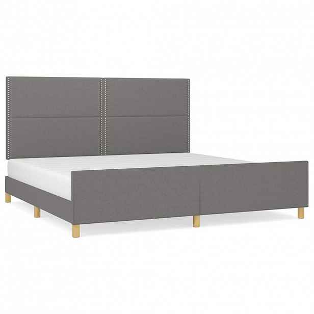 vidaXL Rám postele bez matrace tmavě šedý 200 x 200 cm textil