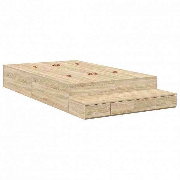 vidaXL Rám postele s úložným prostorem se zásuvkou Sonoma dub 120 cm