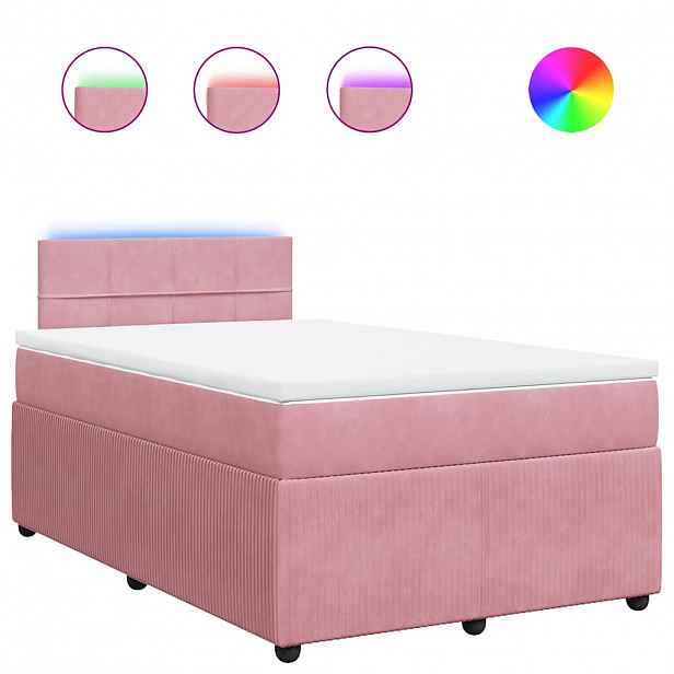 vidaXL Box spring postel s matrací růžová 120x190 cm samet