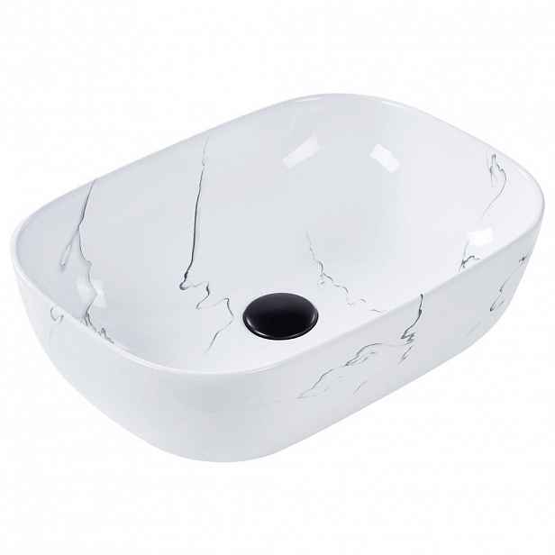Beliani UMYVADLO NA DESKU Bílé Mramor 47/34 cm Keramika Hopi