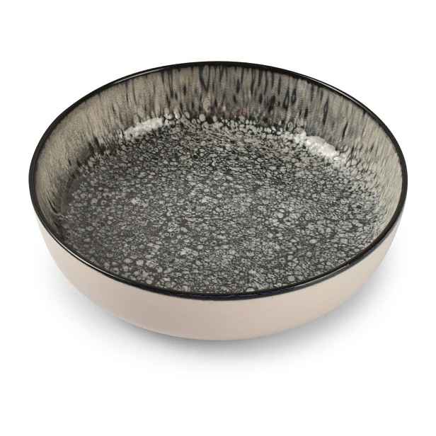 Černý/krémový hluboký  talíř z kameniny ø 18,5 cm Gravel – ONA