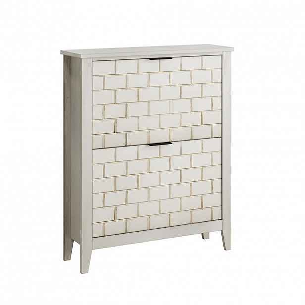 Modfu BOTNÍK z MDF 80x24x97 cm retro bílý se 2 výklopnými zásuvkami a nastavitelnými přihrádkami