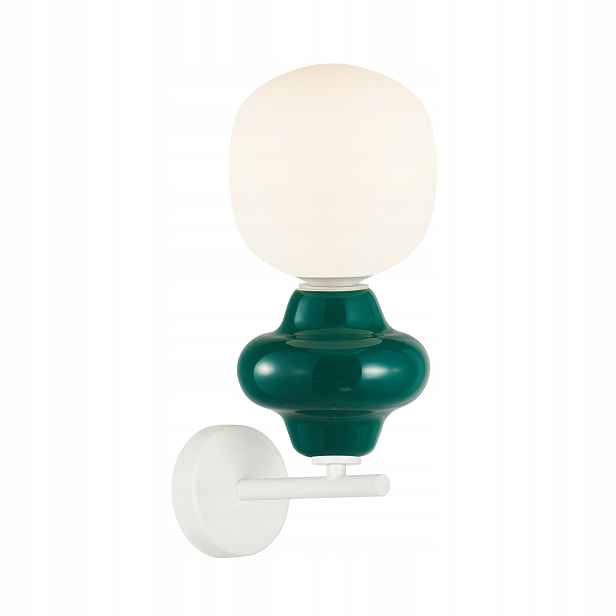 Nástěnná lampa Italux Latera art deco, zeleno-bílá, keramická, 40 W, E14