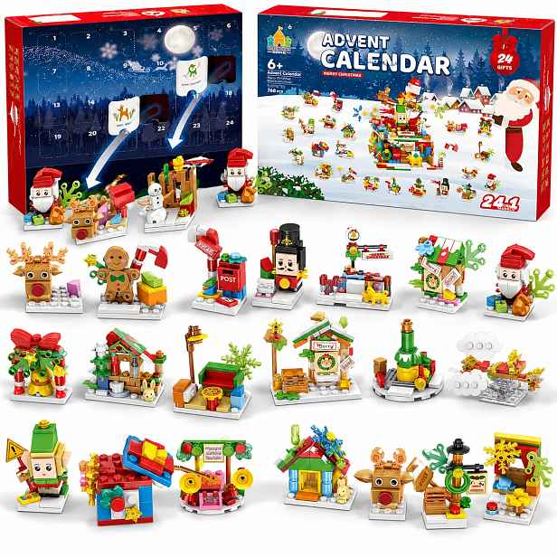 Adventní Kalendář Pro Děti – 24 Kusů Vánočních Stavebních Kostek