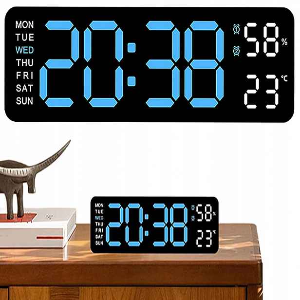 Elektronický Stolní Budík Led Rgb Teploměr Velký Moderní Alarm